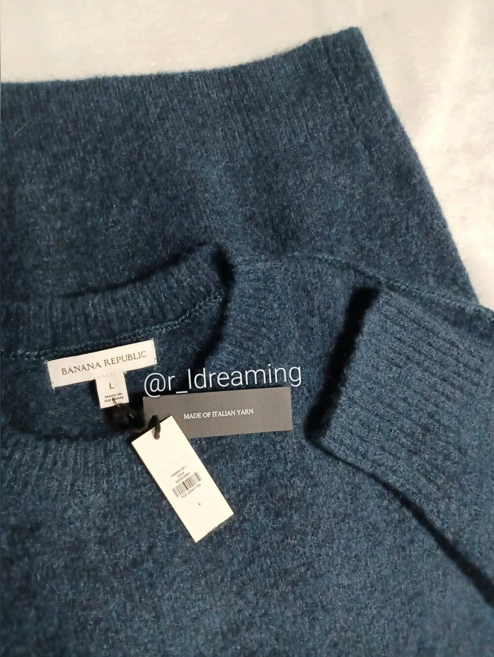 NWT Banana Republic Teal Shadow Italian Alpaca-Wool Blend Sweater Size Large